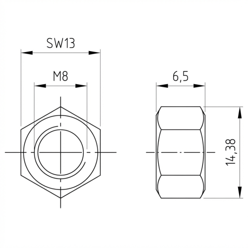 Zeskantmoer M8 DIN 934 A4-80 000-063 (3)