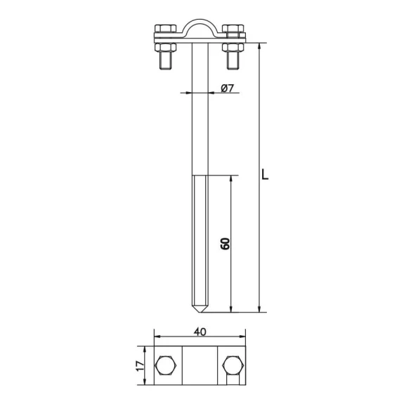 Draadhouder inschroefbaar h=12cm galvanisch verzinkt 000-150 (2)