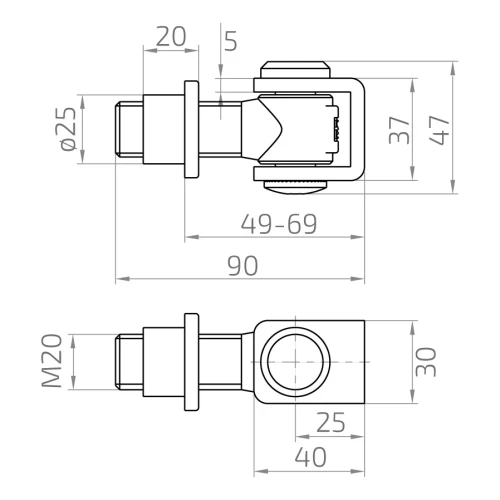 Scharnier voor inlassen M20 000-243 (2)