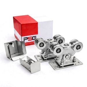 Rijderwagenpakket voor schuifpoort: 2× rijderwagen (5-rols, metaal) + accessoires