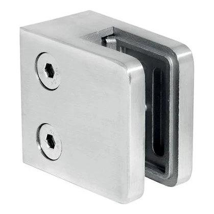 Glashouder 45x45x26 mm, glas 6-10,76 mm, AISI 304, vlak systeem, satijn 000-260 (1)