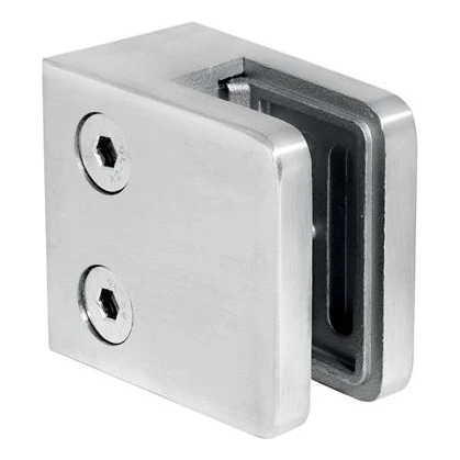 Glashouder 45x45x26 mm, glas 6-10,76 mm, AISI 304, vlak systeem, satijn 000-260 (1)