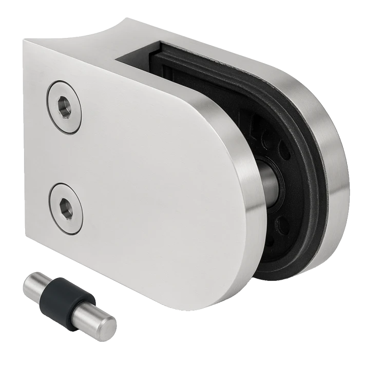 Glashouder 50x40x26 mm met pin, glas 6-10,76 mm, AISI 304, systeem 42,4 mm, satijn 000-265 (1)