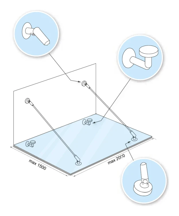 Glazen overkappingssysteem M12, 3-delig, voor trekker fi 12mm, glas 8-17,52mm (aisi304, universeel, satijn) (10) 000-285 (4)