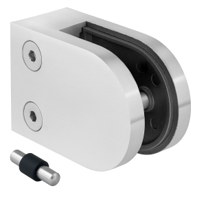 Glashouder 50x40x26 mm. pin, glas 6-10,76 mm, AISI 304, vlak systeem, satijn