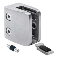 Glashouder 8-12.76 mm 52x52x32 mm steun en pin AISI 304 vlak systeem satijn