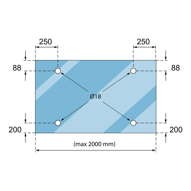 Glazen overkappingssysteem M10 3-delig trekstang fi 10 mm glas 8-17,52 mm AISI 304 satijn 000-261 (7)