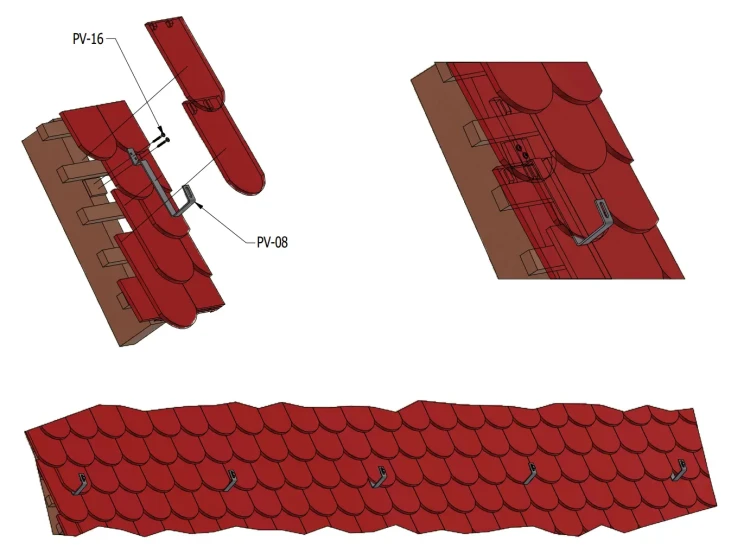 Dakhaak 291mm voor schuine daken - Roestvrij Staal (Beverstaart) PV-08-19 (2)