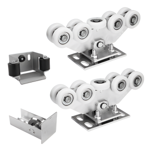 Pakket rijwielen voor schuifpoort: 2× rijwiel (9-rollen, kunststof) + accessoires