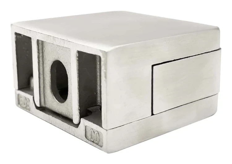 Glashouder 45x45x26 mm met pin-beugel glas 6–10,76 mm AISI 304 vlak systeem satijn 000-268 (3)