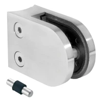 Glashouder 6-10,76 mm 50x40x26 mm met pin AISI 304 systeem 48,3 mm satijn