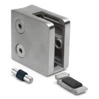 Glashouder 6-10,76 mm 45x45x26 mm beugel en pin AISI 304 systeem 42,4 mm glanzend