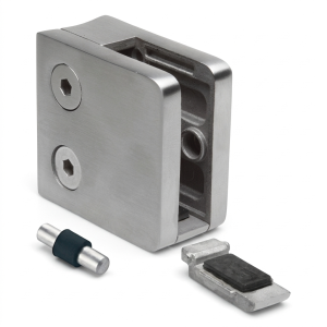 Glashouder 6-10,76 mm 45x45x26 mm beugel en pin AISI 304 systeem 42,4 mm glanzend