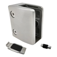 Glashouder 12-17,52 mm beugel en pin 65x55x37 mm AISI 304 vlak systeem satijn