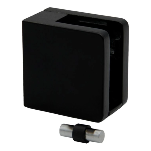 Glashouder 45x45x26 mm voor vlak oppervlak met beugel zwart