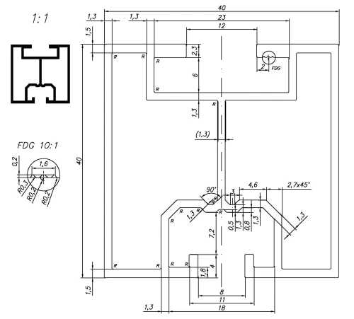 Aluminium profiel 416cm 40x40mm voor hamerbouten Geanodiseerd PV-01-09-AN (3)