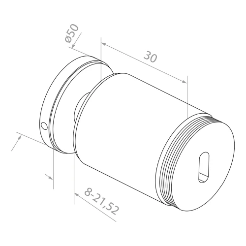 Glazenbevestiging punthouder voor glas 10,38-17,52mm ø 50/30/m10x40 AISI304 vlak systeem goud 000-565 (2)