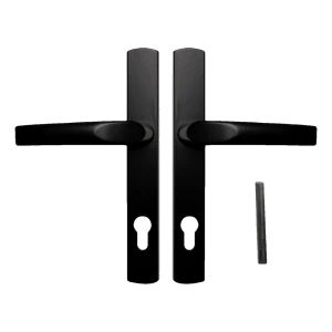 PSG – aluminium deurgreep zwart met schild 234×32 mm, hartafstand 72 mm