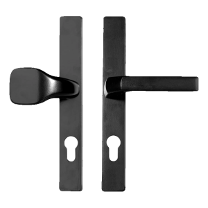 Deurschild met kruk en knop 72 mm zwart – staal, poedergelakt