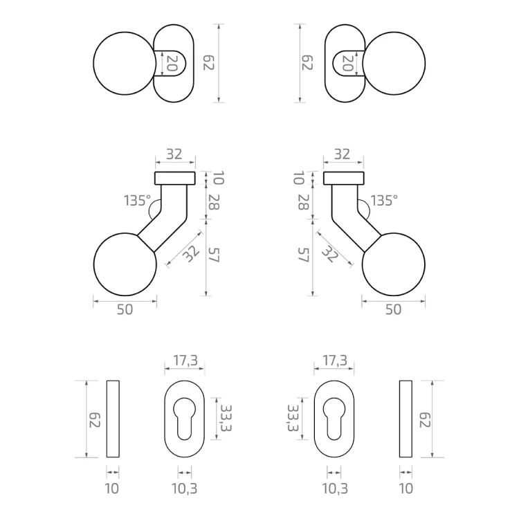 PSG deurkruk-set beweegbaar van RVS AISI 304 met ovale schilden 000-718 (5)
