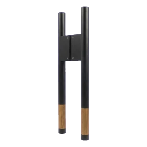 PSG deurgreep dubbelzijdig rond 90° zwart mat met eikenhout 30×500 mm