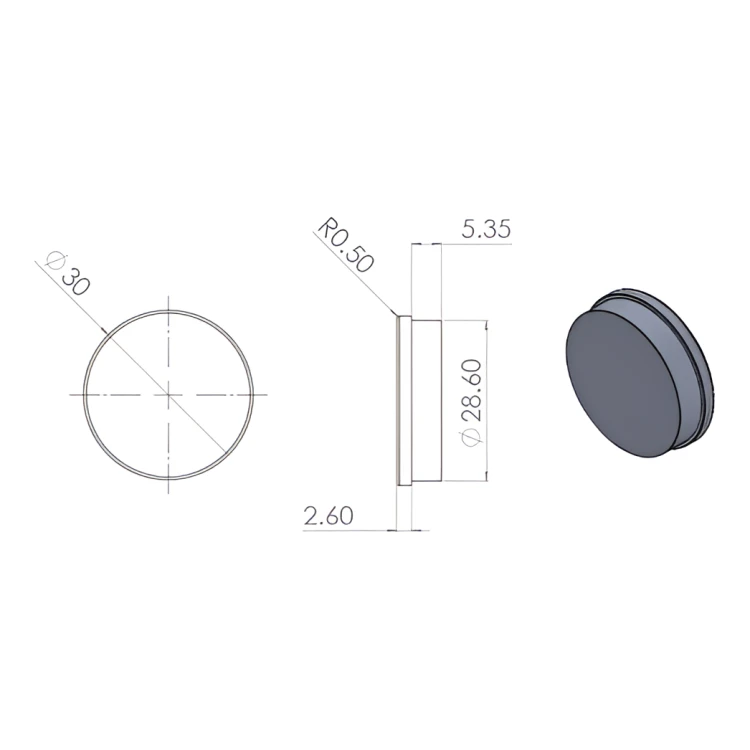 Kozza – aluminium eindkap voor volledig glazen balustrade profielen KE 105 zwart 000-848 (3)