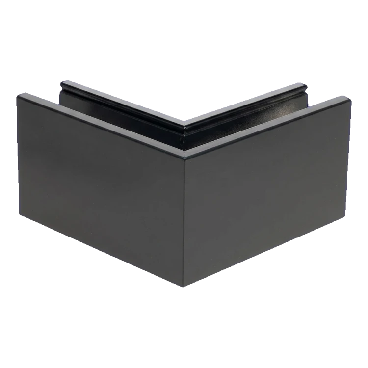 Kozza KE 100 – U-profiel hoekstuk uitwendig 90° voor volledig glazen balustrades, donkergrijs RAL 7021 000-858 (2)