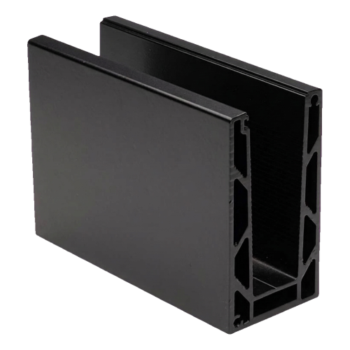 Kozza KE 100 – U-profiel voor volledig glazen balustrades 5000 mm zwart, bevestiging van bovenaf 000-861 (1)