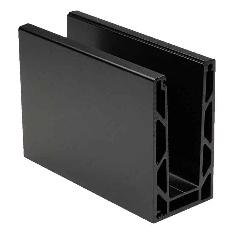 Kozza KE 100 – U-profiel voor volledig glazen balustrades 5000 mm zwart, bevestiging van bovenaf 000-861 (1)