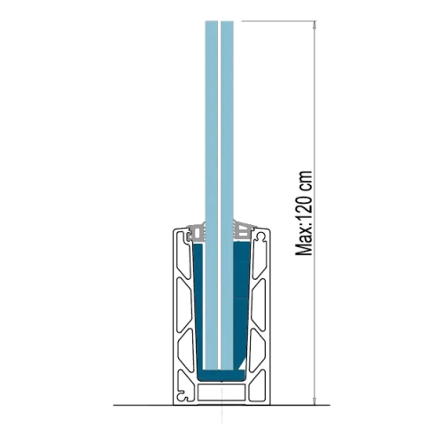 Kozza KE 100 – U-profiel voor volledig glazen balustrades 5000 mm zwart, bevestiging van bovenaf 000-861 (2)