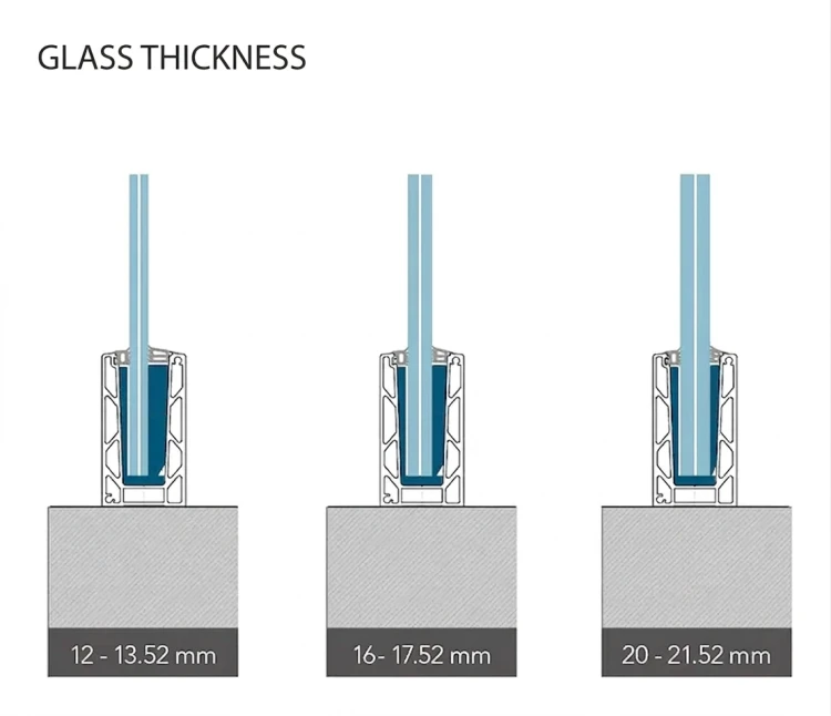 Kozza KE 100 – U-profiel voor volledig glazen balustrades 5000 mm zwart, bevestiging van bovenaf 000-861 (4)