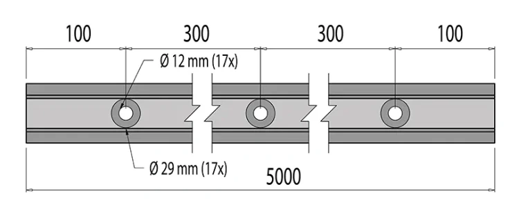 Kozza KE 100 – U-profiel voor volledig glazen balustrades 5000 mm zwart, bevestiging van bovenaf 000-861 (6)