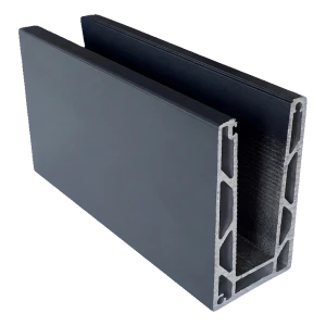 Kozza KE 100 – U-profiel voor volledig glazen balustraden 5000 mm donkergrijs