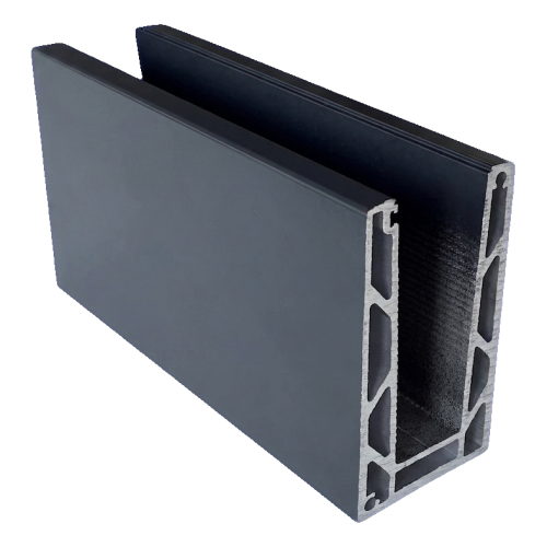 Kozza KE 100 – U-profiel voor volledig glazen balustraden 5000 mm donkergrijs 000-862 (1)
