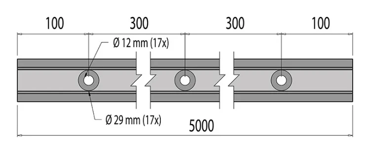 Kozza KE 100 – U-profiel voor volledig glazen balustraden 5000 mm donkergrijs 000-862 (4)