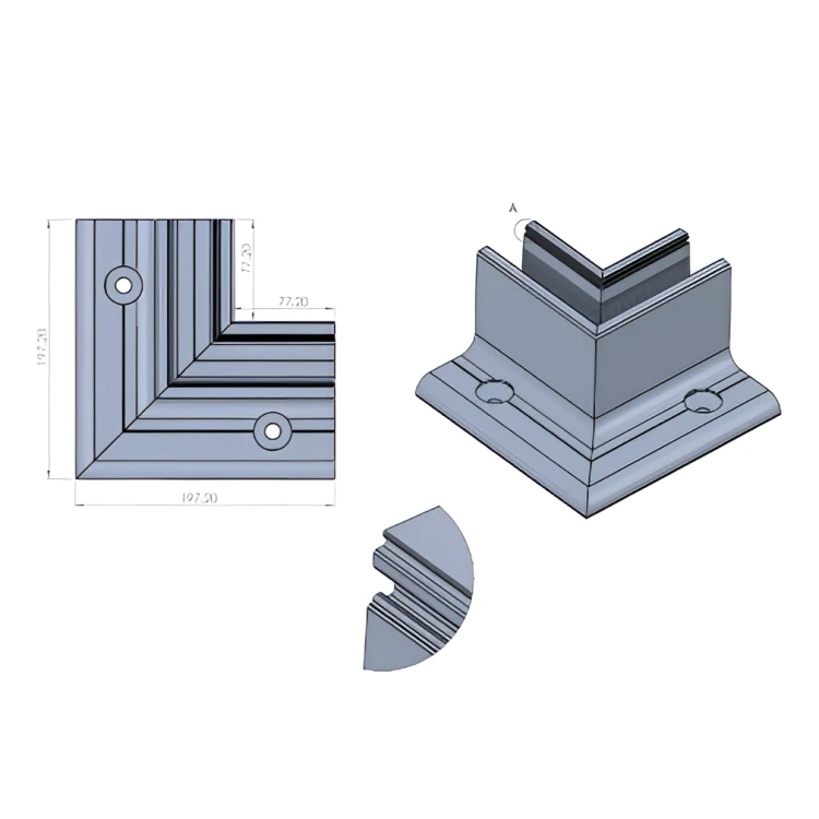 Kozza KE 105 – profiel L binnenhoek 90° voor volledig glazen balustrades, aluminium, mat geanodiseerd 000-865 (2)