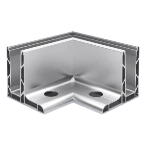 Kozza KE 105 – hoekprofiel L 90° voor glazen balustrades, uitwendig, lengtebevestiging van boven