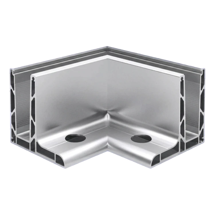 Kozza KE 105 – hoekprofiel L 90° voor glazen balustrades, uitwendig, lengtebevestiging van boven 000-866 (1)
