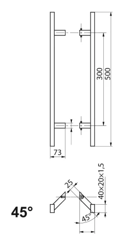 PINOX deurgreep dubbelzijdig rechthoekig 40×20 mm zwart satijn 500 mm 000-735 (2)