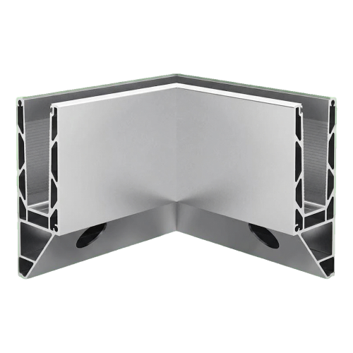 Kozza KE 120 – U-profiel hoekstuk 90° binnen voor volledig glazen balustrades, zijdelingse bevestiging 000-873 (1)