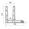 Kozza KE 105 – aluminium L-profiel voor volledig glazen balustrades 5000 mm zwart 000-872 (6)