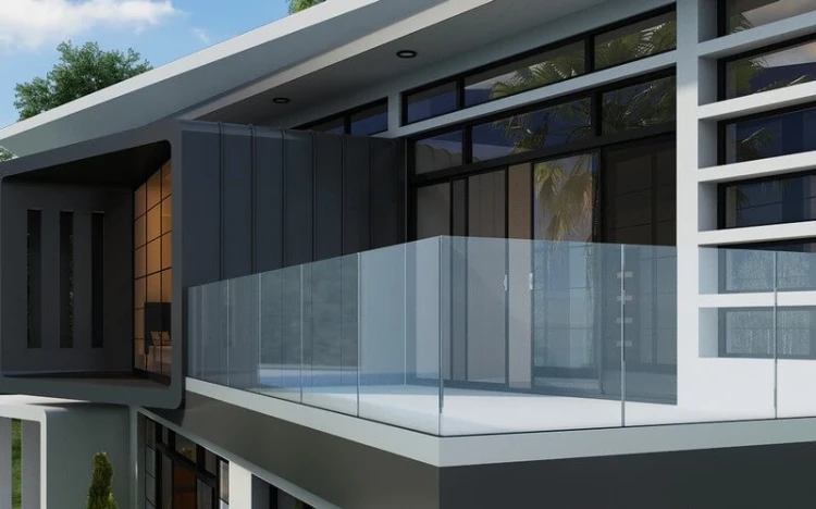 Kozza KF 1000 – aluminium U-profiel voor volledig glazen balustrades 5000 mm met waterafvoer 000-878 (4)