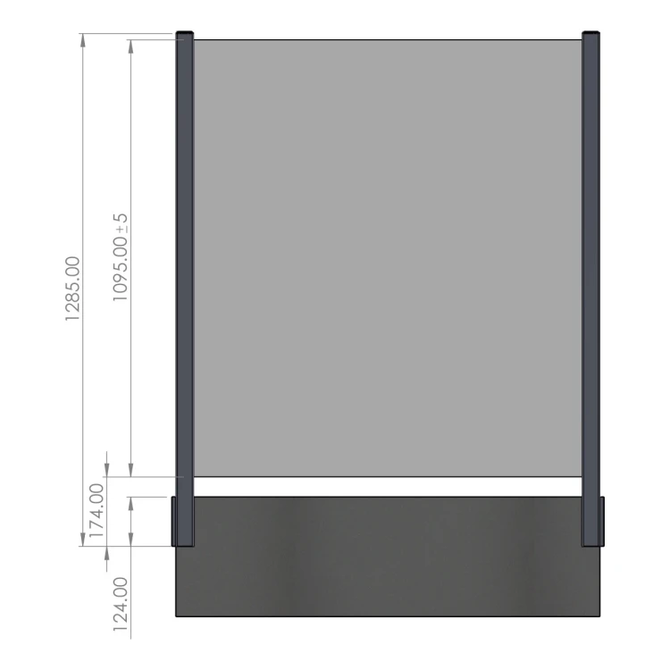 Hoekpaal balustrade 45x45x1283mm glas 8,72mm donkergrijs Kozza KR7500 000-890 (7)