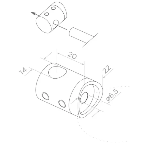 PSG doorvoer balustrade houder voor staaf fi 14 mm – buis 42,4 mm AISI 304 satijn 000-905 (2)