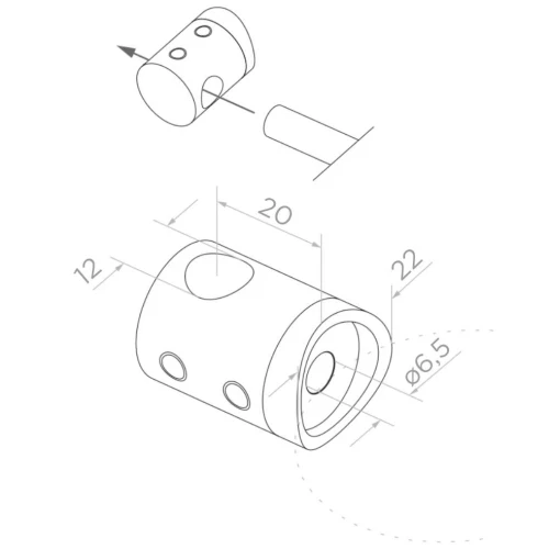 PSG doorvoerbeugel voor staaf Ø 12 mm – bevestiging aan buis 42,4 mm, AISI 304 gepolijst 000-901 (2)