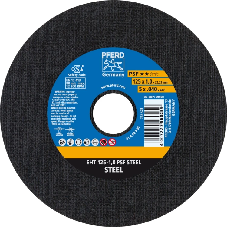 PFERD EHT 125-1,0 PSF Steel – doorslijpschijf voor staal 125 x 1,0 mm 000-946 (1)