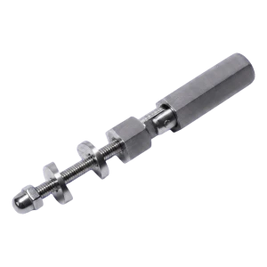 PSG scharnierende beugel voor kabel ø 6 mm – bevestiging aan buis 42,4 mm of vlak oppervlak, AISI 304 satijn