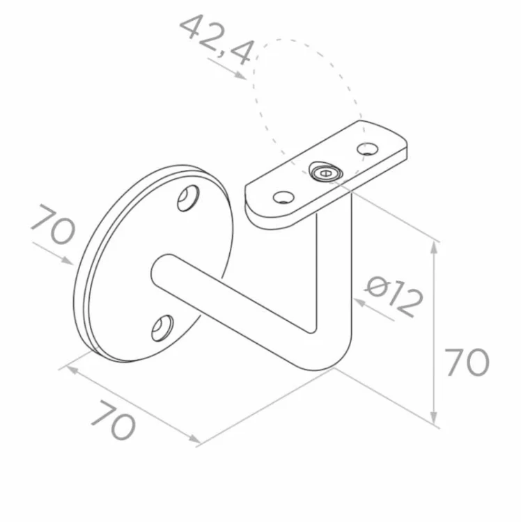 Wandhouder voor balustrade leuning Ø 42,4 mm – RVS AISI 304 geborsteld 001-014 (2)