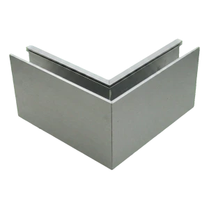 PSG U-profiel hoekstuk buitenhoek voor volledig glazen balustrades 200×120×45 mm – aluminium satijn