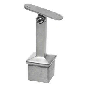 PSG vlakke leuningsteun scharnierend gelijmd op paal 40x40 mm AISI 304 satijn